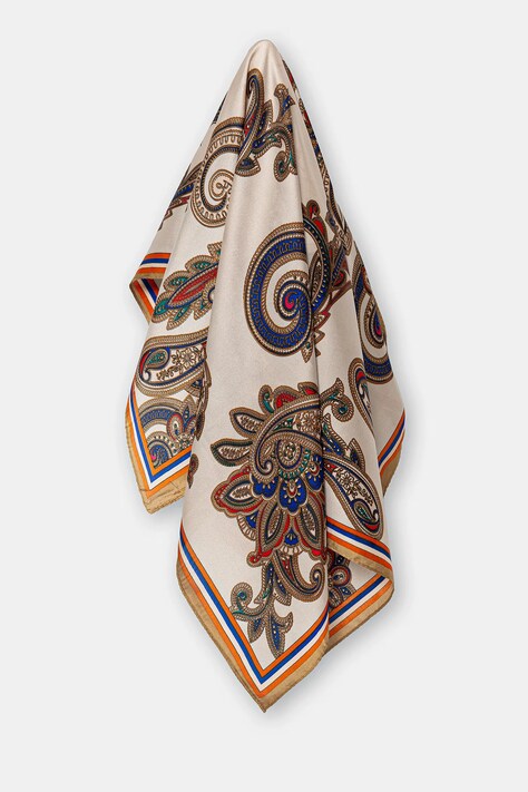 Тънък шал с коприна Answear.LAB в бежово с десен