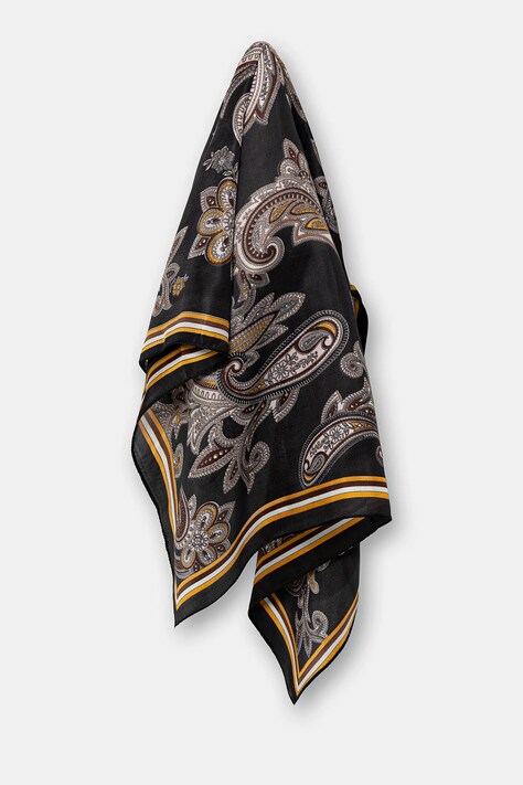 Тънък шал с коприна Answear.LAB в черно с десен