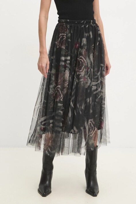 Пола Answear.LAB в черно среднодълга разкроена