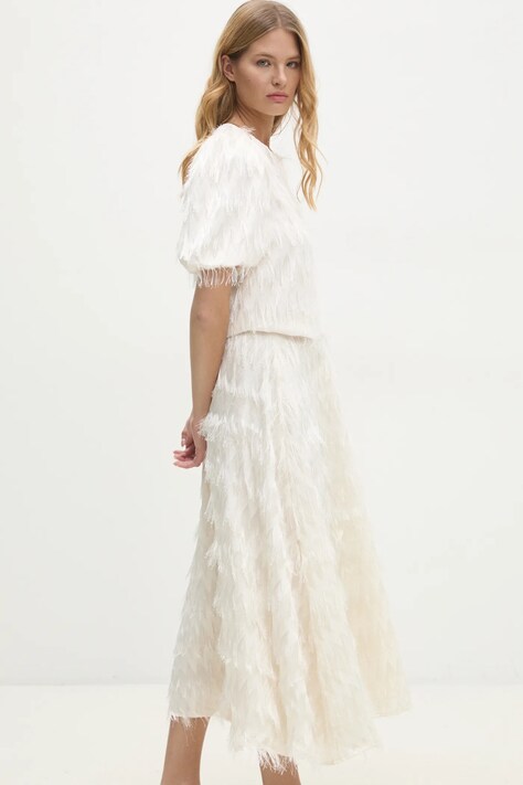 Sukně Answear.LAB béžová barva, maxi, áčková