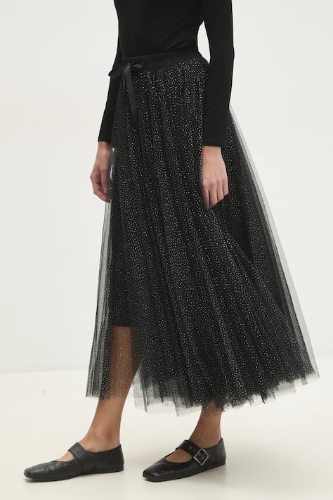 Suknja Answear.LAB boja: crna, maxi, širi se prema dolje