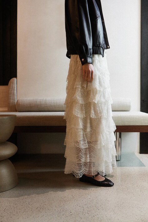 Sukně Answear.LAB béžová barva, maxi, áčková