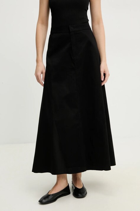 Answear Lab fustă din bumbac culoarea negru, maxi, evazati