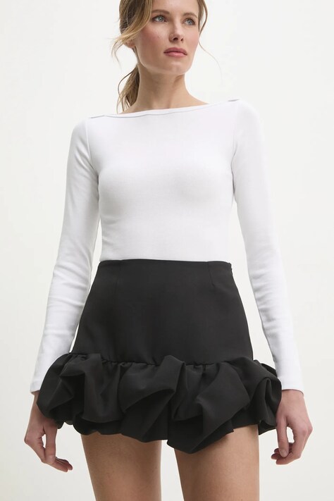 Suknja Answear.LAB boja: crna, mini, širi se prema dolje