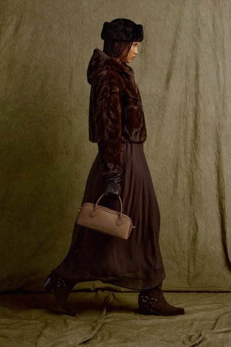 Sukňa Answear.LAB hnedá farba, maxi, áčkový strih