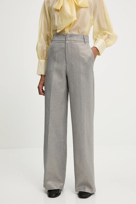 Answear Lab pantaloni culoarea argintiu, drept, high waist
