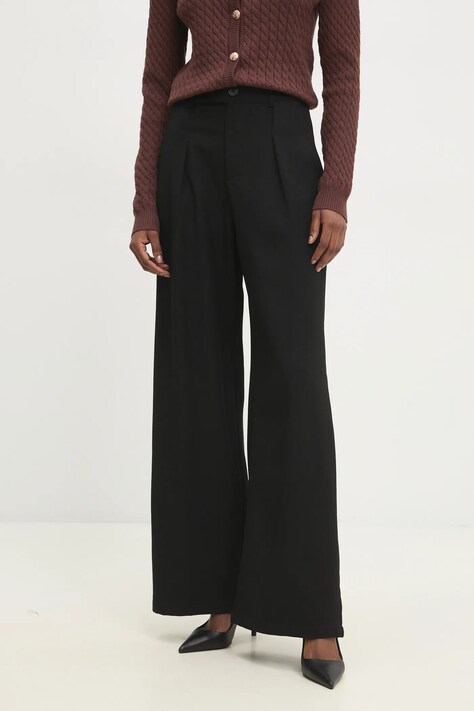 Answear Lab pantaloni femei, culoarea negru, lat, high waist