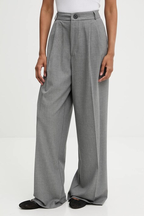 Answear.LAB spodnie damskie kolor szary szerokie high waist
