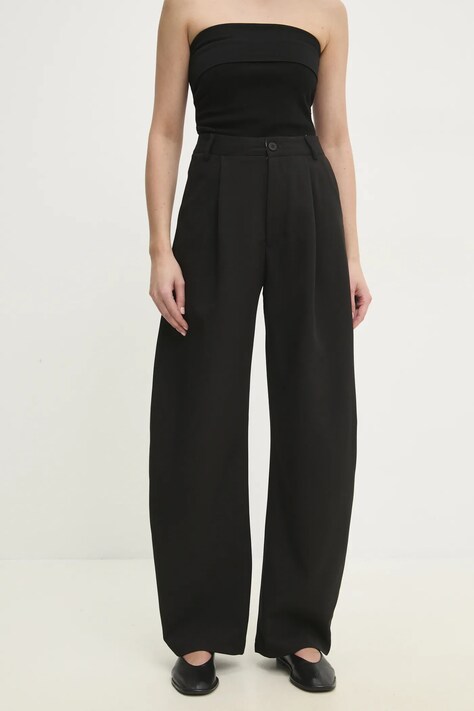 Брюки Answear.LAB женские цвет чёрный широкие высокая посадка