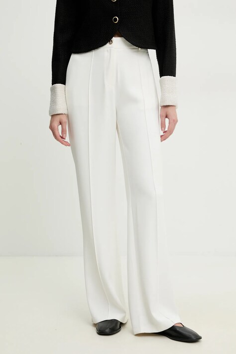Answear Lab pantaloni femei, culoarea alb, lat, high waist