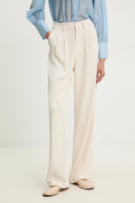 Answear Lab pantaloni femei, culoarea bej, lat, high waist