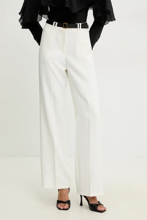 Nohavice Answear.LAB dámske, biela farba, rovné, vysoký pás