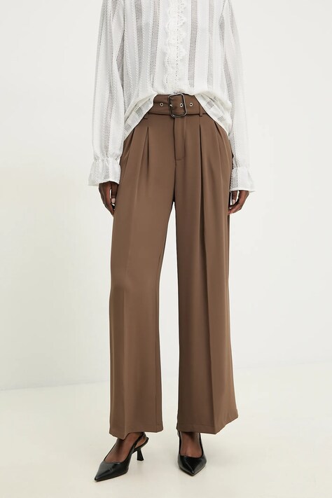 Answear Lab pantaloni femei, culoarea maro, lat, high waist