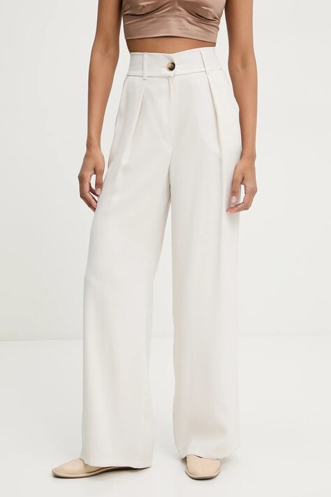 Kalhoty Answear Lab dámské, béžová barva, široké, high waist