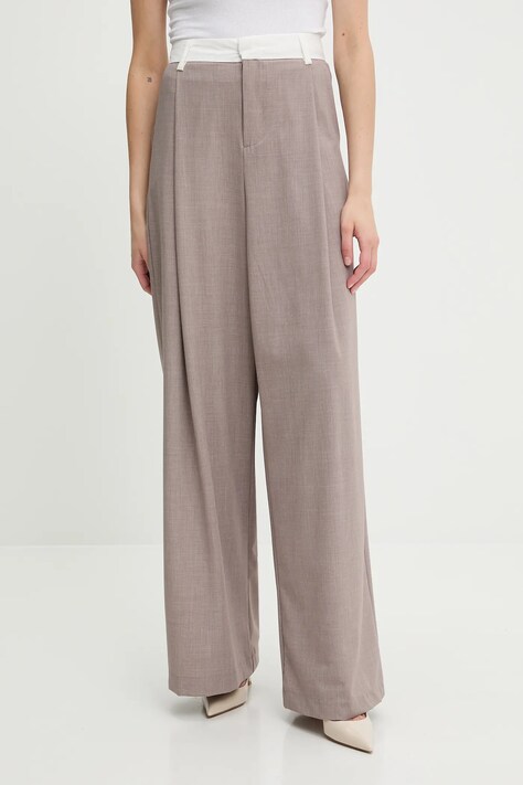 Answear Lab pantaloni culoarea maro, lat, high waist