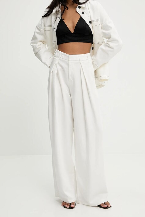 Kalhoty Answear Lab dámské, bílá barva, široké, medium waist