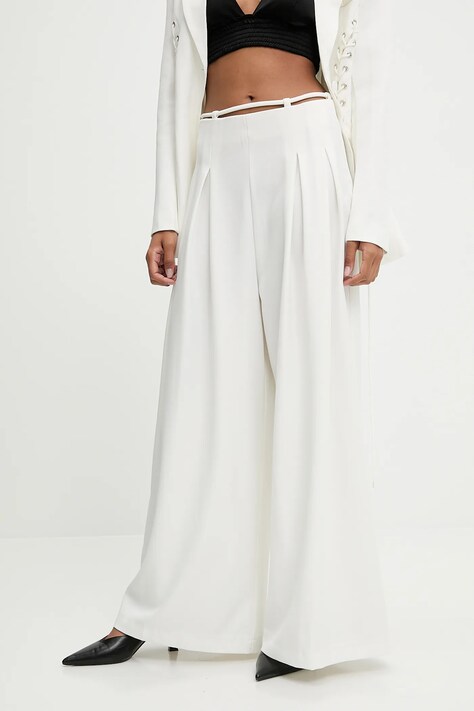 Answear Lab pantaloni culoarea alb, lat, high waist