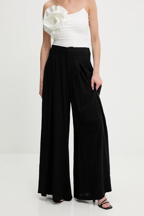 Брюки Answear.LAB цвет чёрный широкие высокая посадка