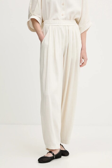 Answear Lab pantaloni in lino donna colore beige