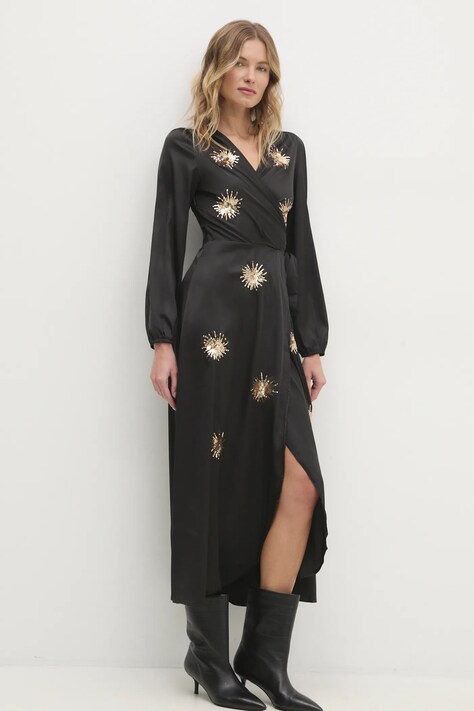 Answear Lab rochie culoarea negru, midi, dreaptă