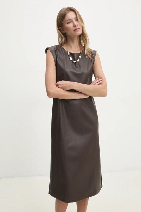 Answear Lab rochie culoarea maro, midi, dreaptă