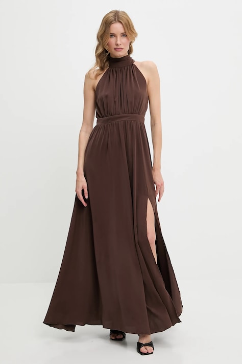 Answear Lab rochie culoarea maro, maxi, evazată