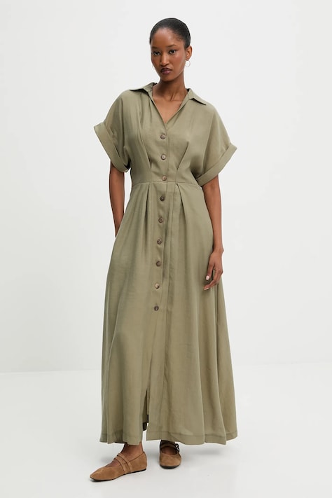 Answear Lab rochie culoarea verde, maxi, evazată
