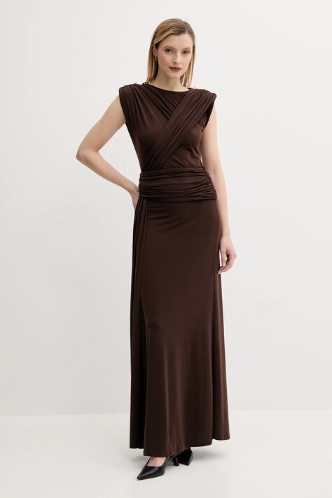 Answear Lab rochie culoarea maro, maxi, dreaptă