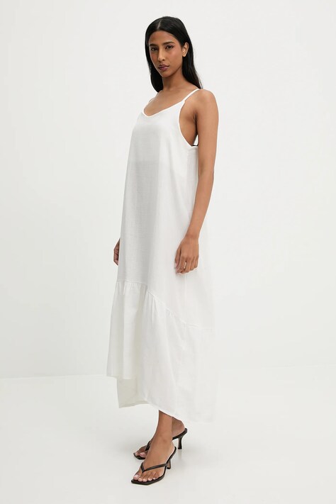 Answear Lab rochie din bumbac culoarea alb, maxi, evazată