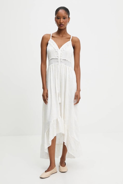 Answear Lab rochie culoarea alb, midi, evazată