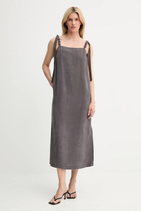 Answear Lab rochie culoarea maro, midi, mulată