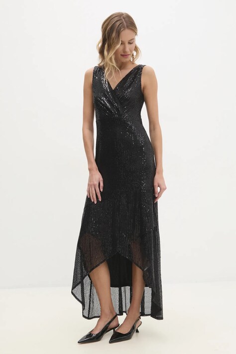 Answear Lab rochie culoarea negru, midi, evazată