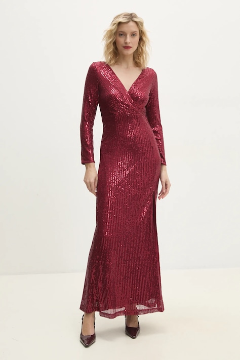 Answear Lab rochie culoarea bordo, maxi, dreaptă