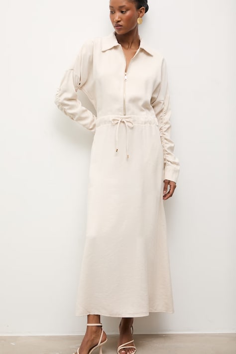 Answear Lab rochie culoarea bej, maxi, evazată