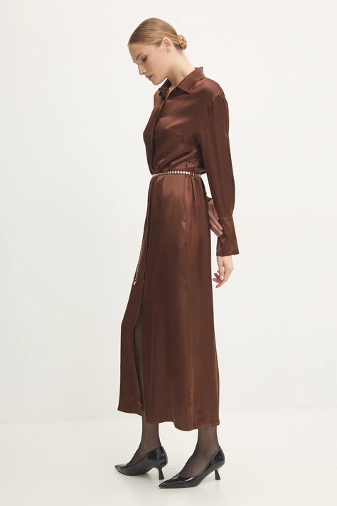 Answear Lab rochie culoarea maro, maxi, dreaptă