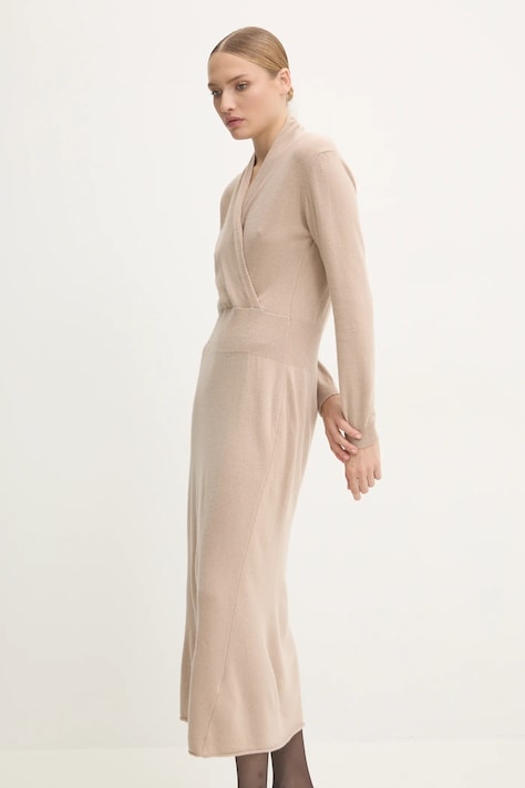 Answear Lab rochie din lână culoarea bej, maxi, evazată