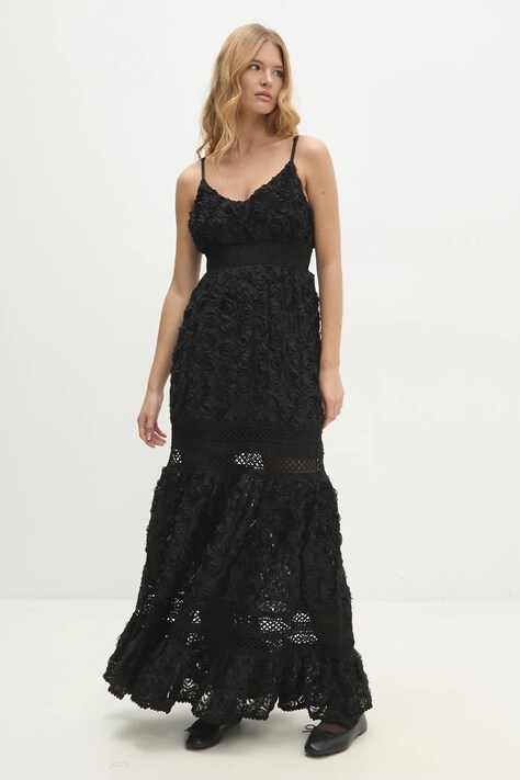 Answear Lab rochie culoarea negru, maxi, evazată