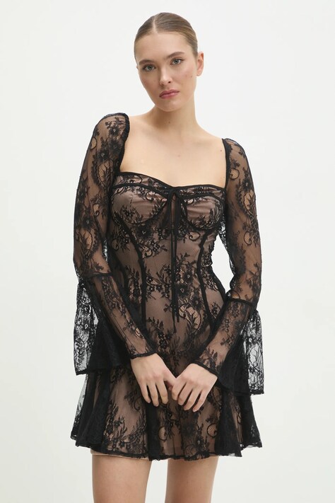 Answear Lab rochie culoarea negru, mini, evazată
