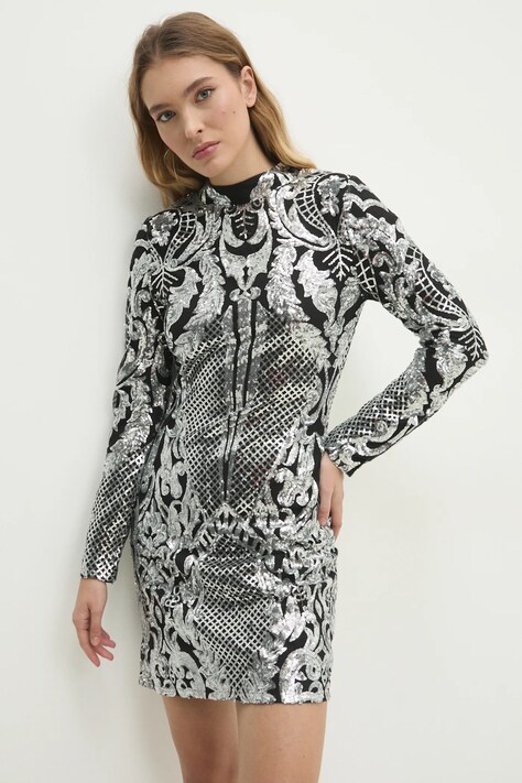 Answear Lab rochie culoarea argintiu, mini, mulată