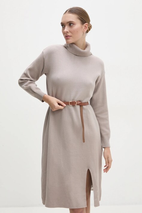 Answear Lab rochie culoarea gri, midi, dreaptă