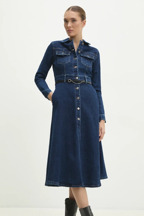 Answear Lab rochie din denim culoarea bleumarin, midi, dreaptă