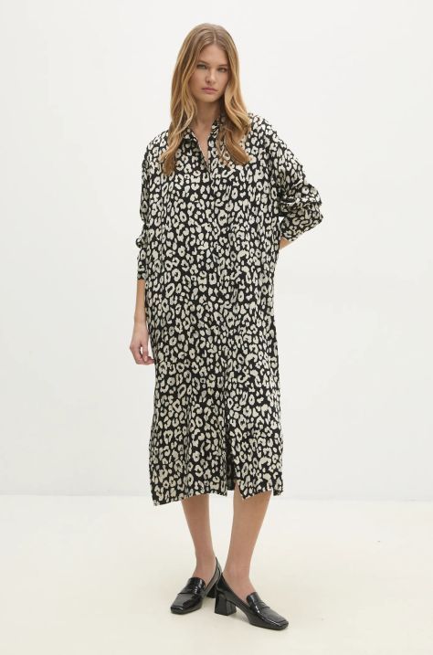 Answear Lab sukienka kolor czarny midi oversize