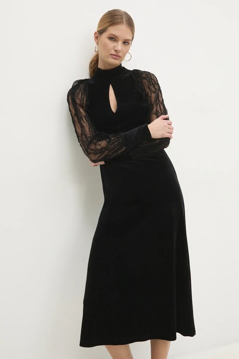 Answear Lab rochie de catifea culoarea negru, maxi, dreaptă