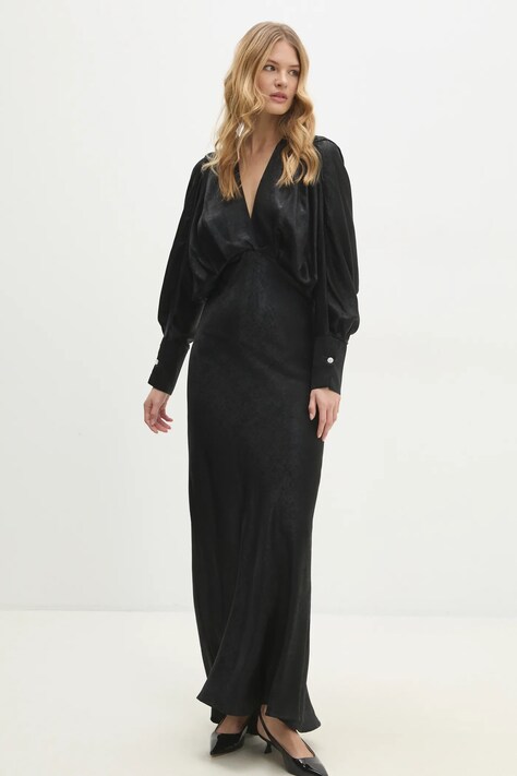 Answear.LAB sukienka kolor czarny maxi prosta