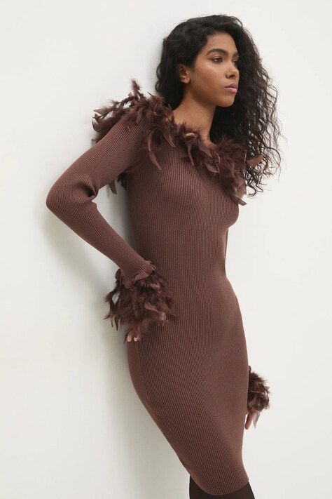 Answear Lab rochie culoarea maro, mini, mulată