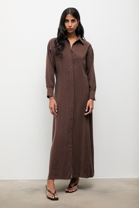 Answear.LAB sukienka kolor brązowy maxi prosta