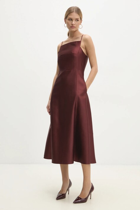 Answear Lab rochie culoarea rosu, midi, evazată