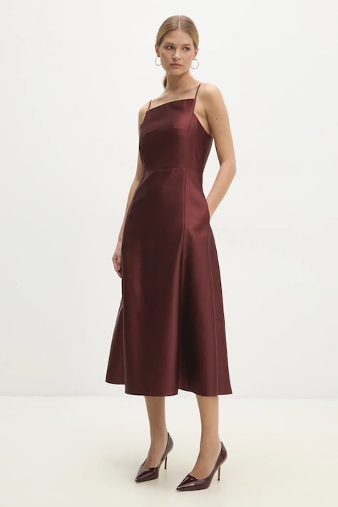 Рокля Answear.LAB в червено среднодълга разкроена