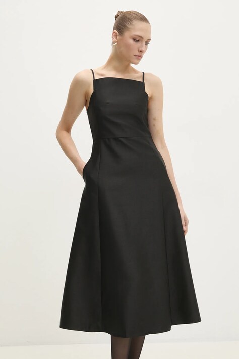 Answear Lab rochie culoarea negru, midi, evazată