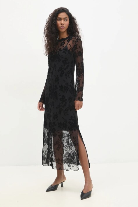Answear Lab rochie culoarea negru, maxi, mulată